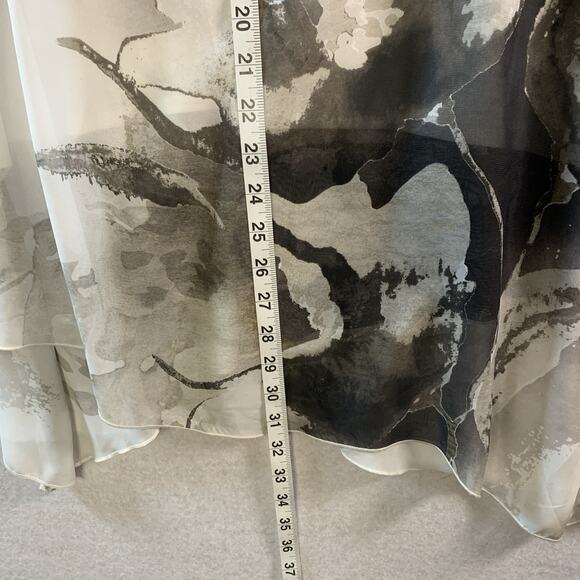 Womens Abstract Floral Top Sz L Flowy Asymmetrical Studded Artsy Layered Flare - Picture 9 of 14